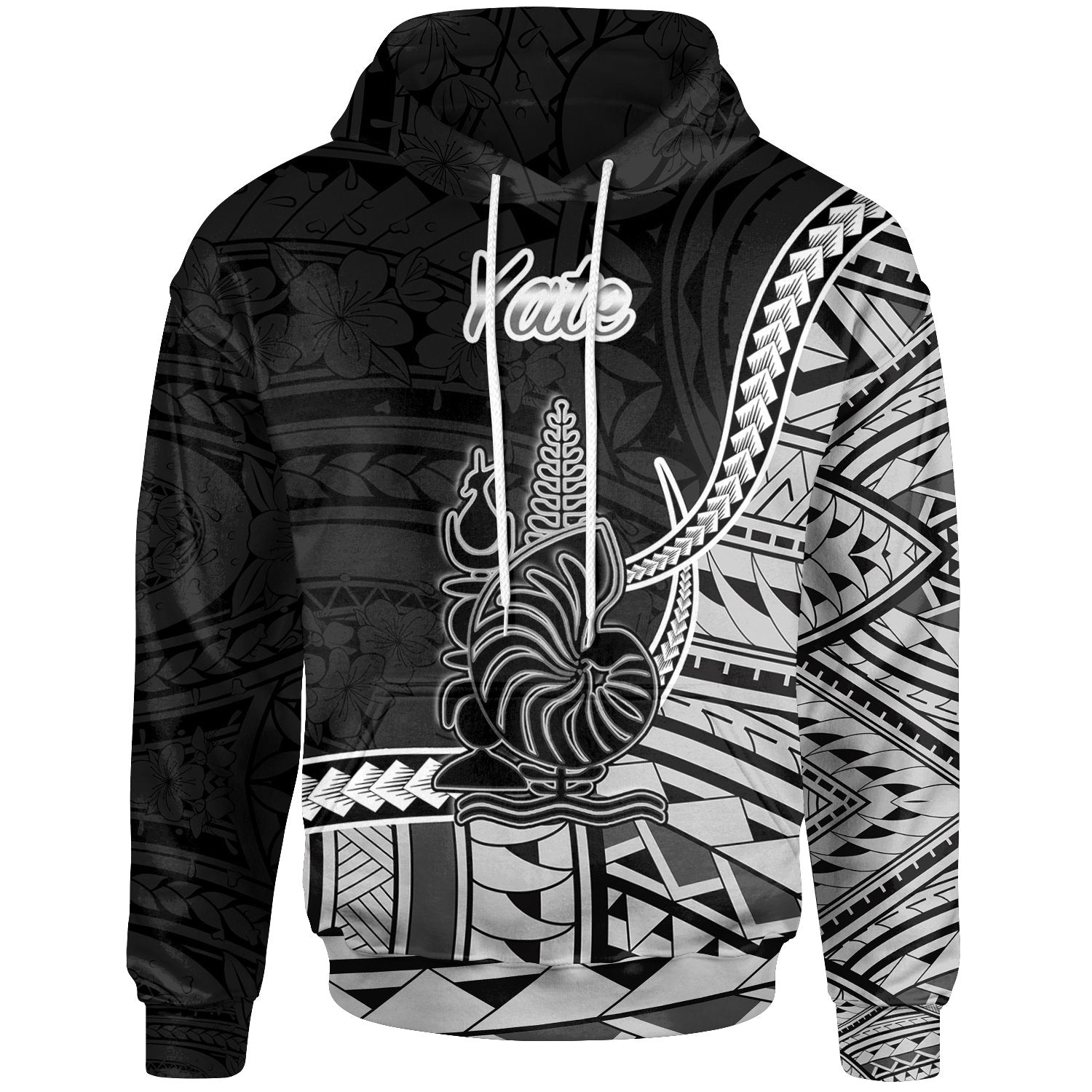 New Caledonia Islands Hoodie Yate Seal of New Caledonia Polynesian Patterns Unisex Black - Polynesian Pride