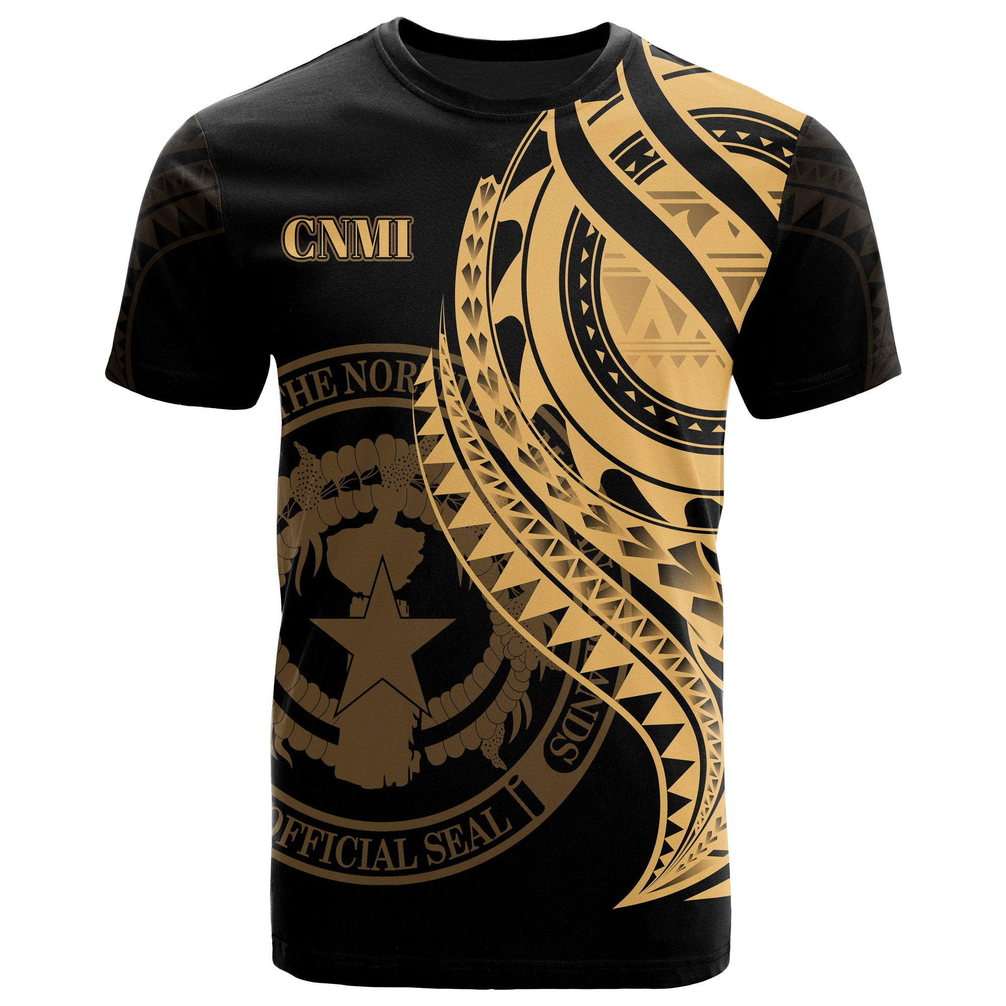 Northern Mariana Islands T Shirt Gold Color Polynesian Patterns Best CNMI Ever Unisex Black - Polynesian Pride