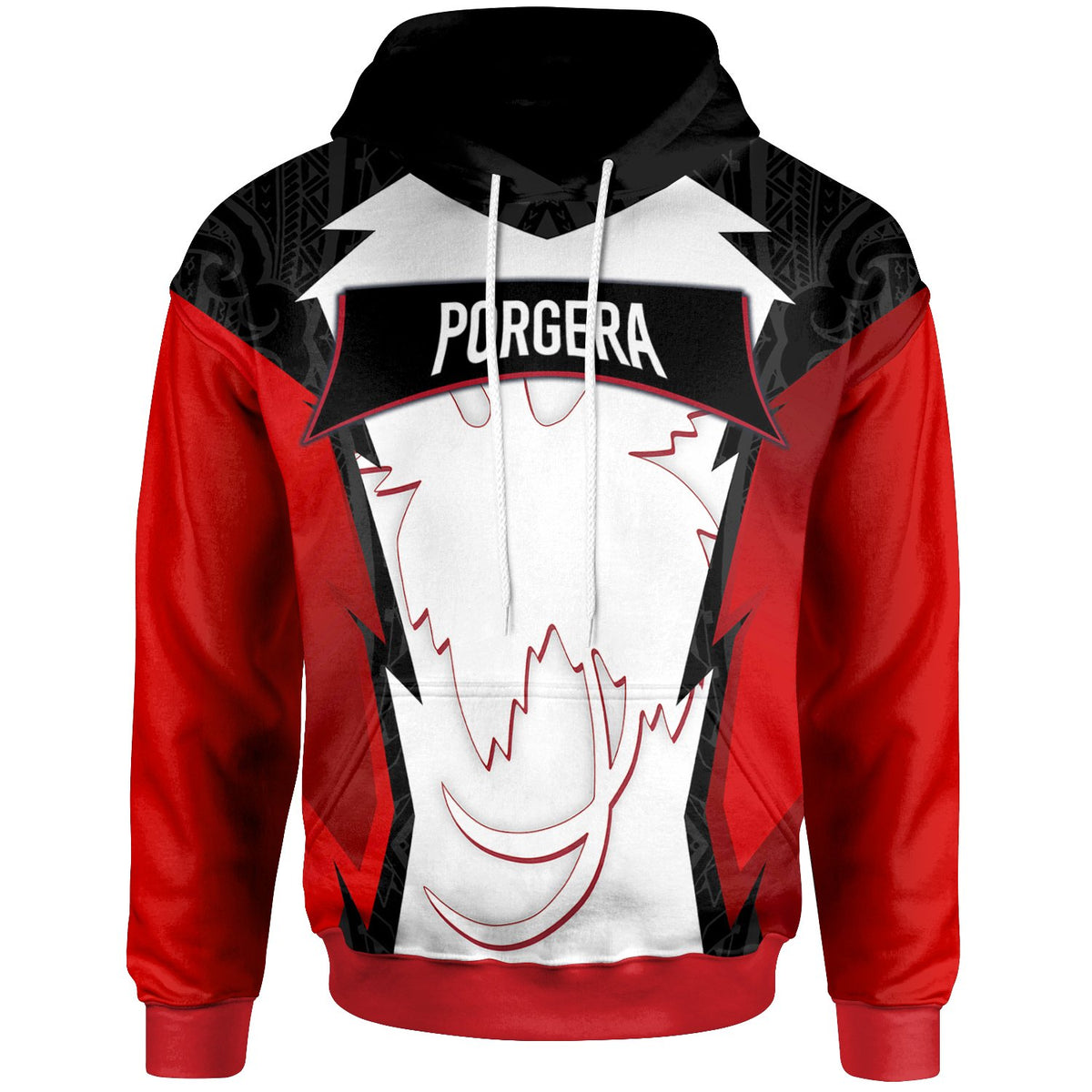 Papua New Guinea Hoodie Porgera PNG Coat ofrms Unisex Red Black - Polynesian Pride