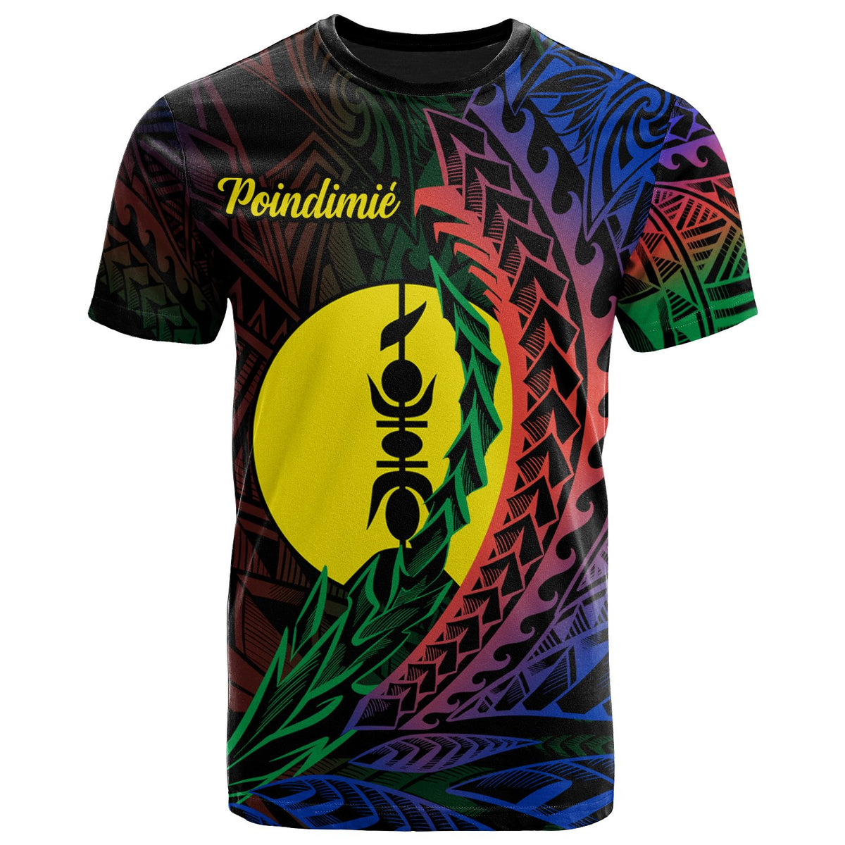 New Caledonia T Shirt Poindimie Wings Style Flag Color Unisex Black - Polynesian Pride