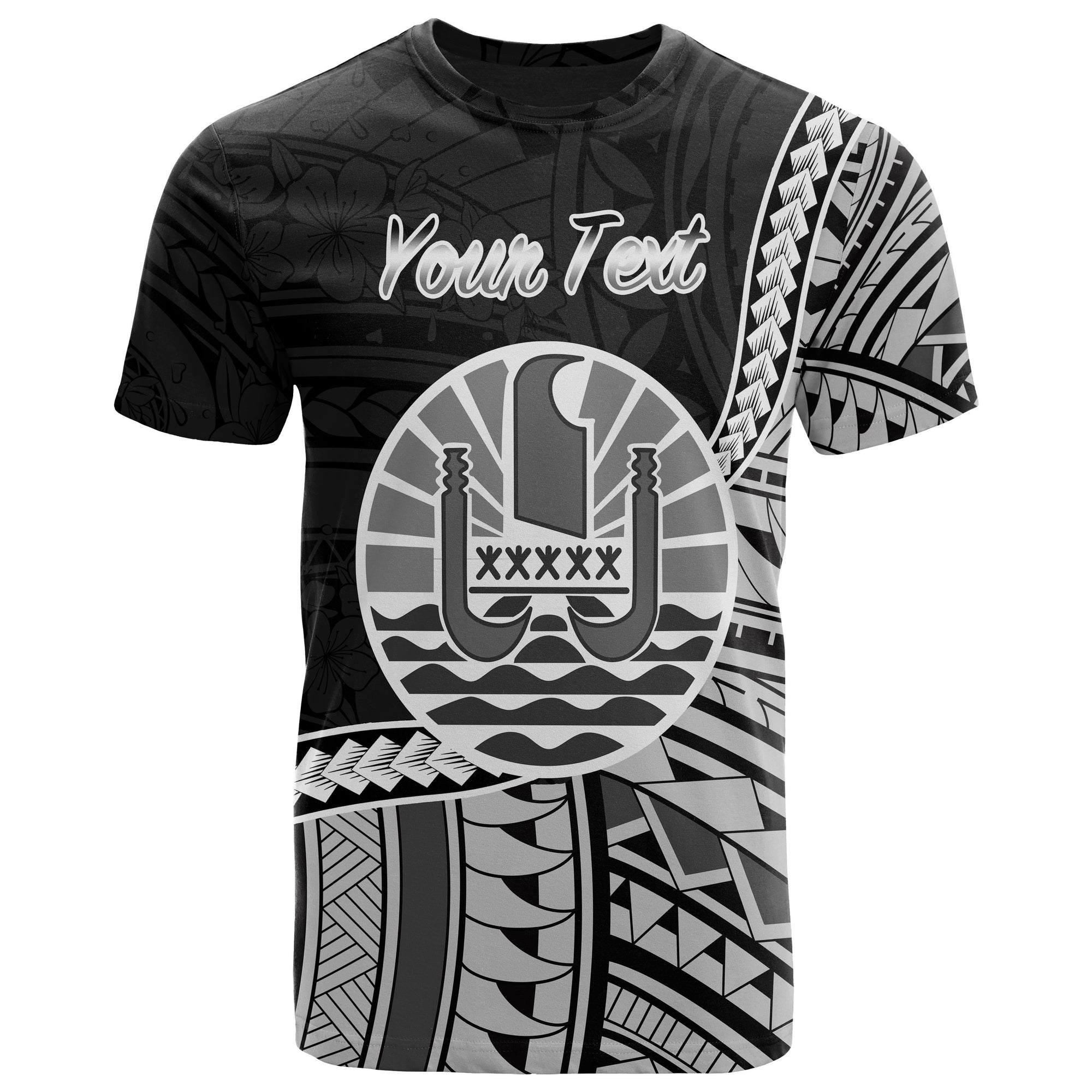 French Polynesia T Shirt Custom Seal of French Polynesia Polynesian Patterns Unisex Black - Polynesian Pride