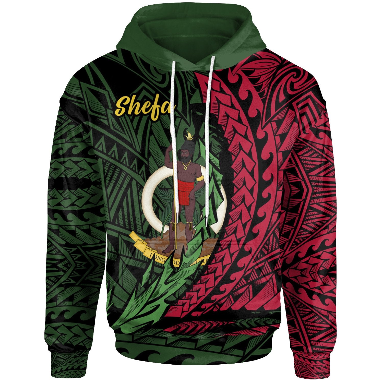 Vanuatu Hoodie Shefa Wings Style Unisex Black - Polynesian Pride