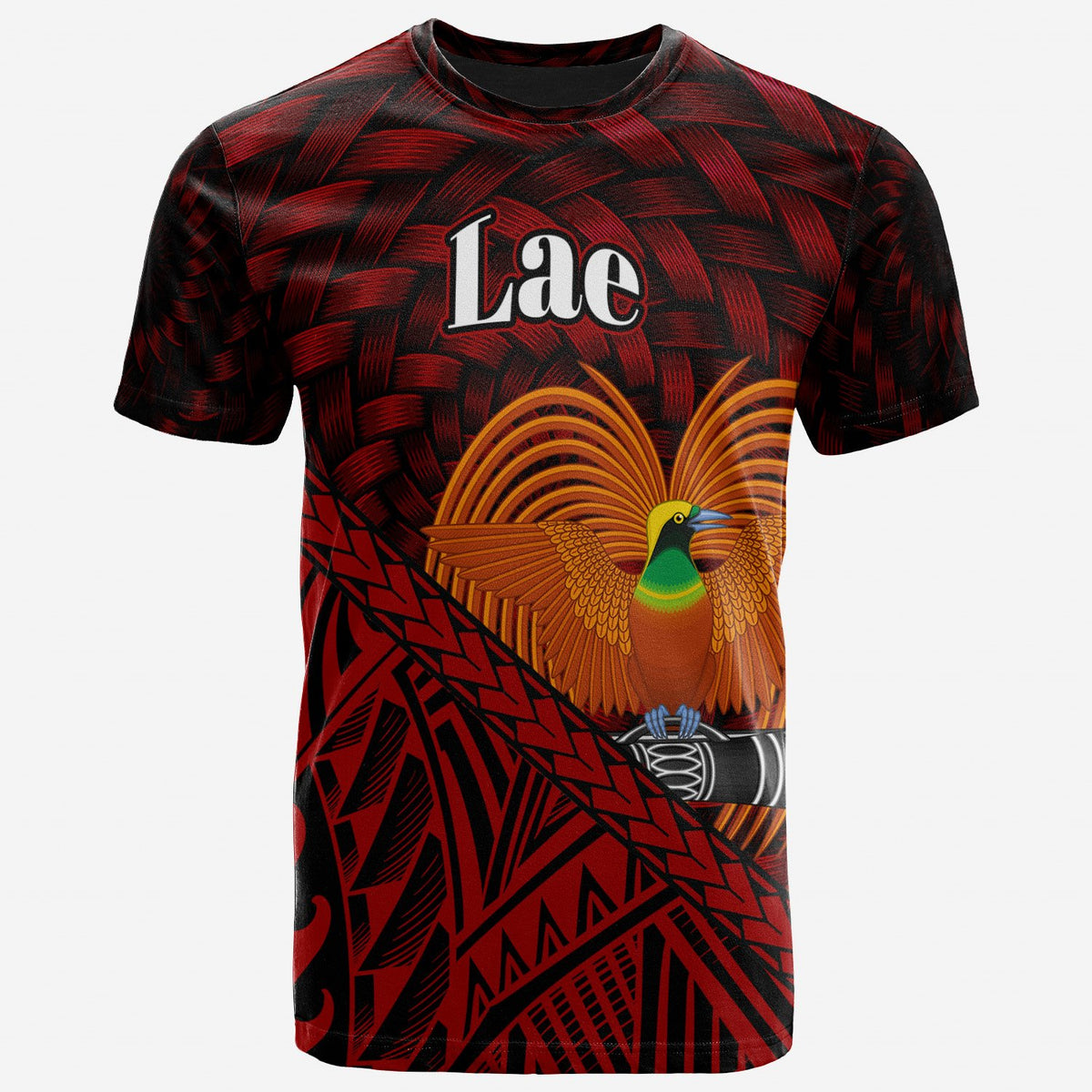 Papua New Guinea T Shirt Lae Polynesian Patterns With Bamboo Unisex Red - Polynesian Pride