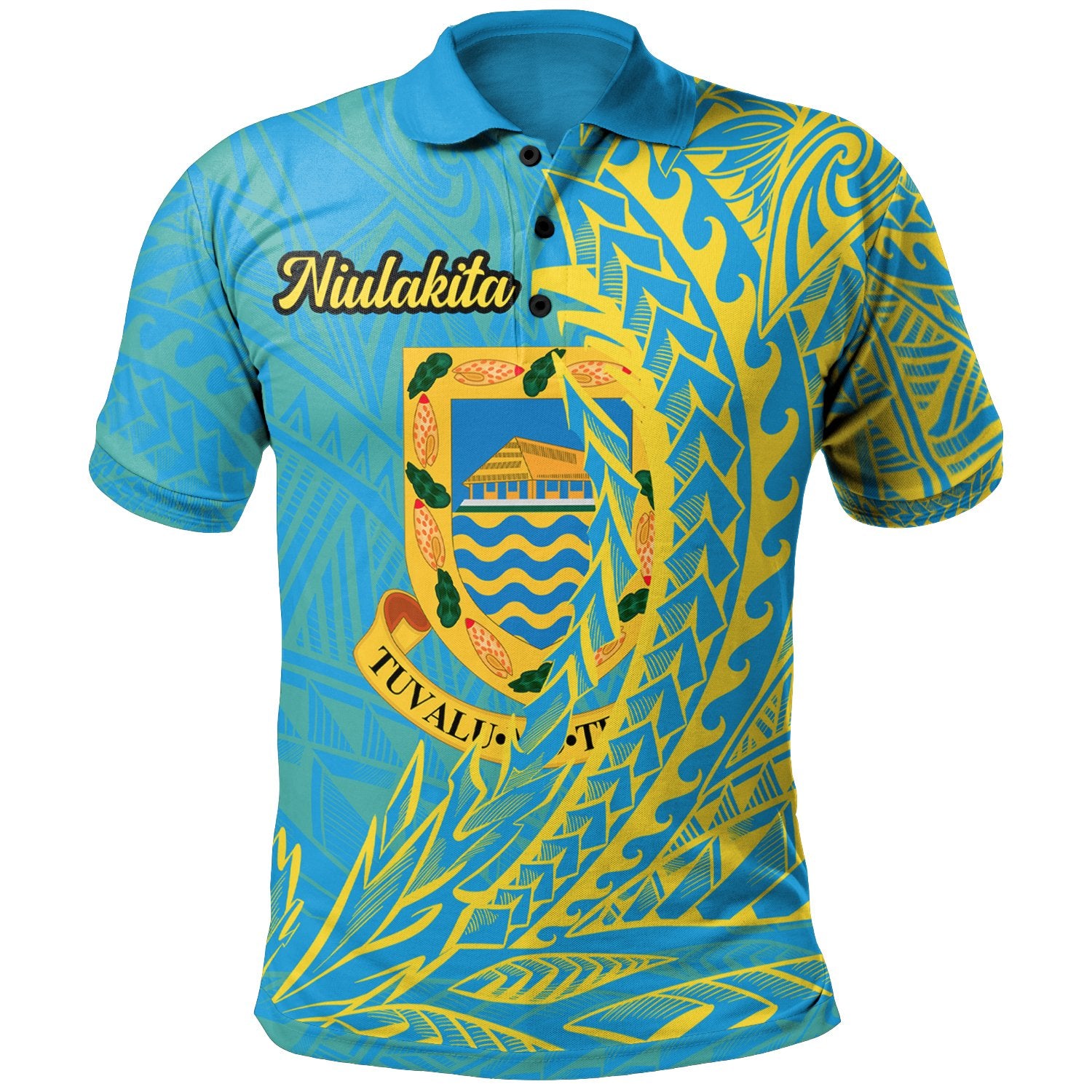 Tuvalu Polo Shirt Niulakita Wings Style Unisex Blue - Polynesian Pride