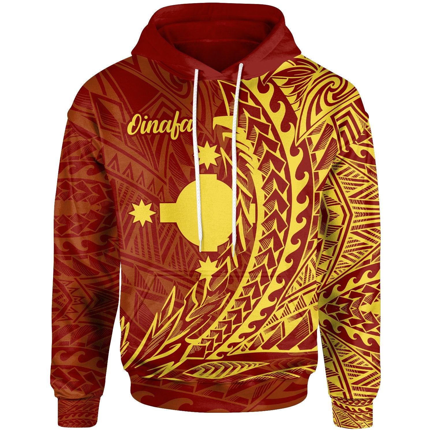 Rotuma Hoodie Oinafa Wings Style Unisex Red - Polynesian Pride