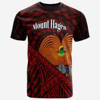 Papua New Guinea T Shirt Mount Hagen Polynesian Patterns With Bamboo Unisex Red - Polynesian Pride