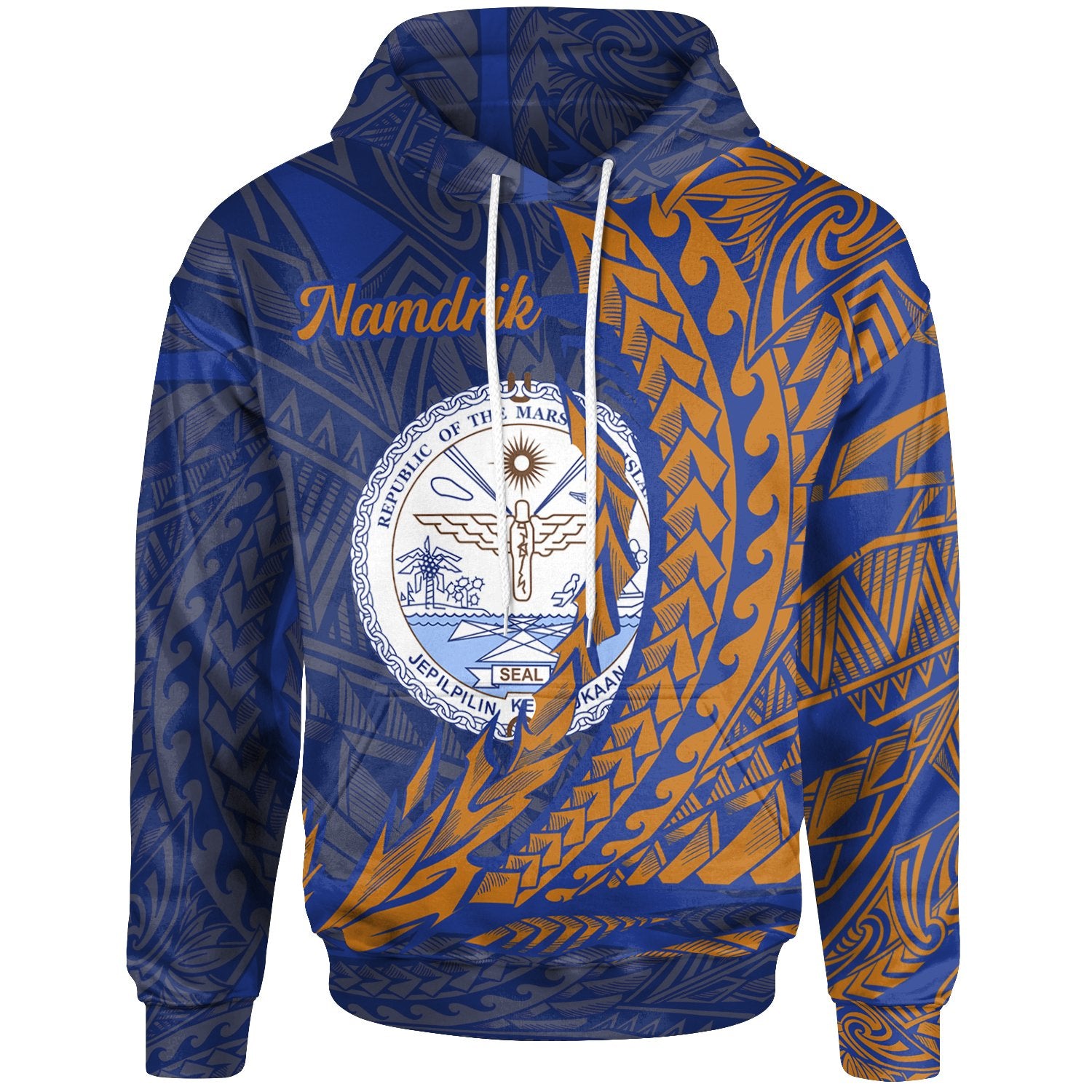 Marshall Islands Hoodie Namdrik Wings Style Unisex Blue - Polynesian Pride