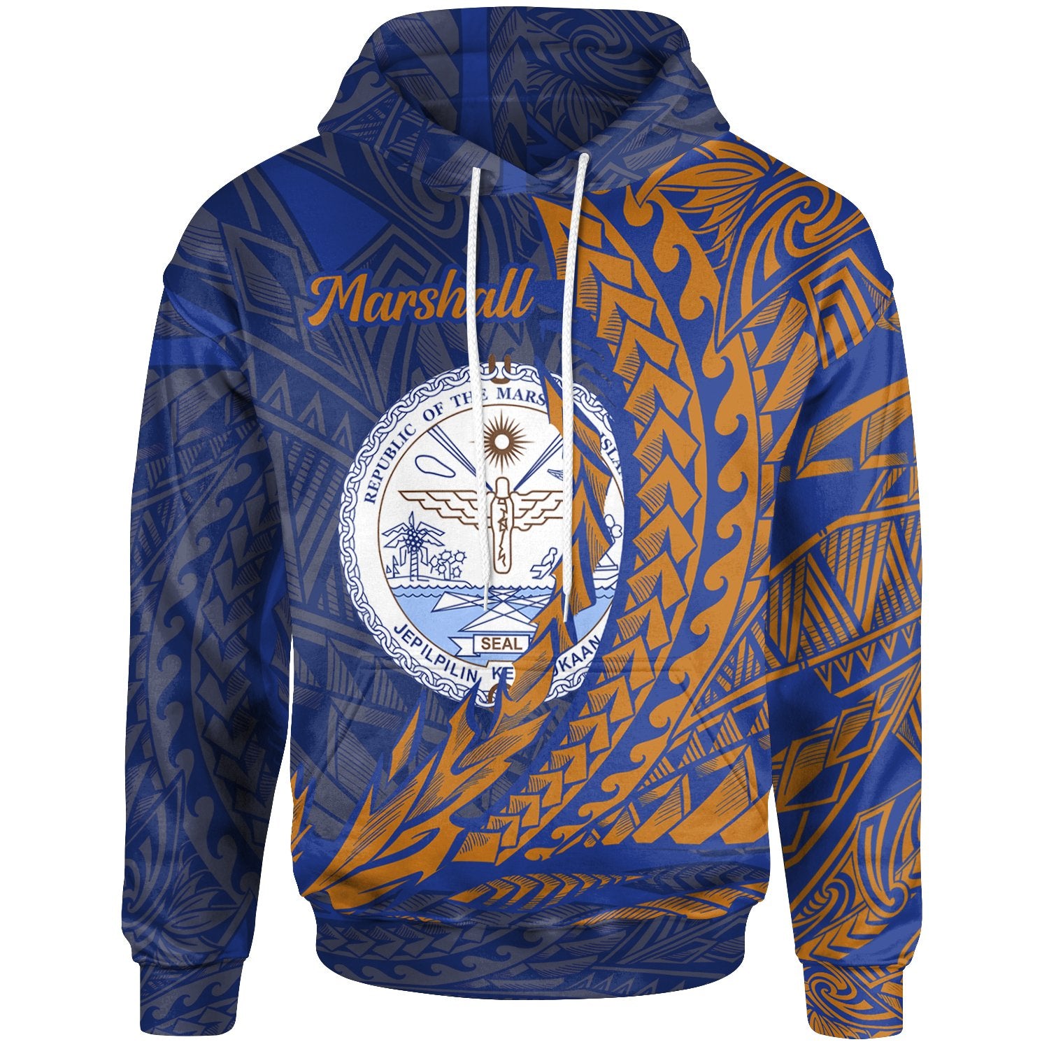 Marshall Islands Hoodie Wings Style Unisex Blue - Polynesian Pride