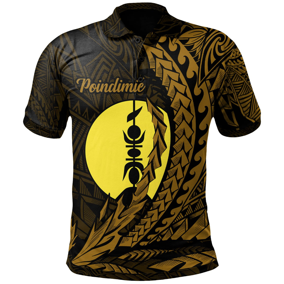 New Caledonia Polo Shirt Poindimie Wings Style Unisex Black - Polynesian Pride