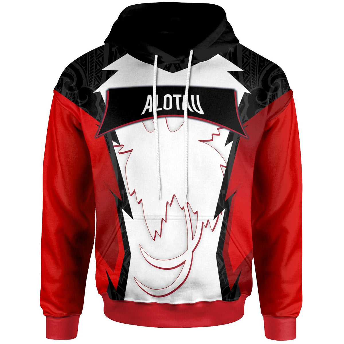 Papua New Guinea Hoodie lotau PNG Coat ofrms Unisex Red Black - Polynesian Pride