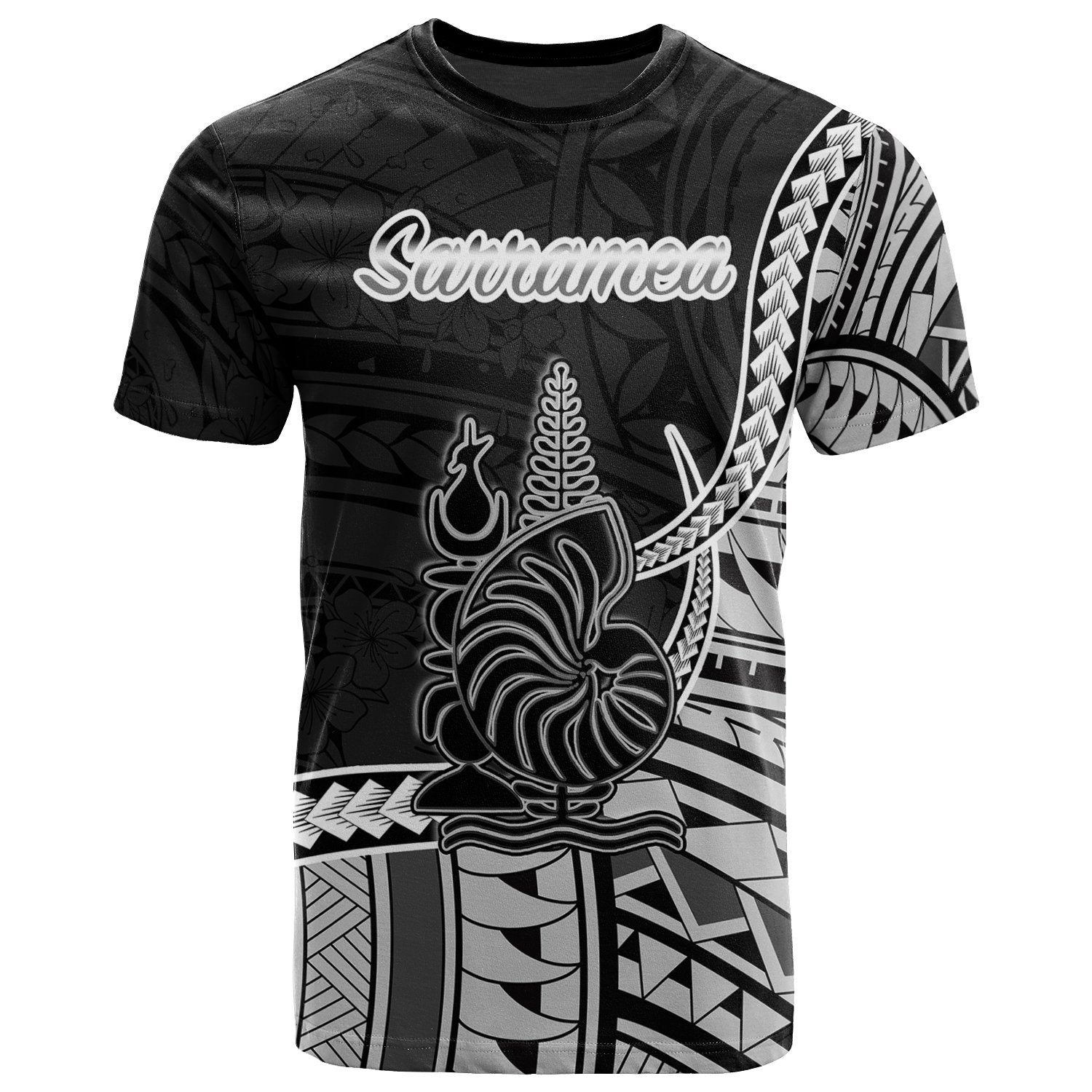 New Caledonia Islands T Shirt Sarramea Seal Of New Caledonia Islands Polynesian Patterns Unisex Black - Polynesian Pride