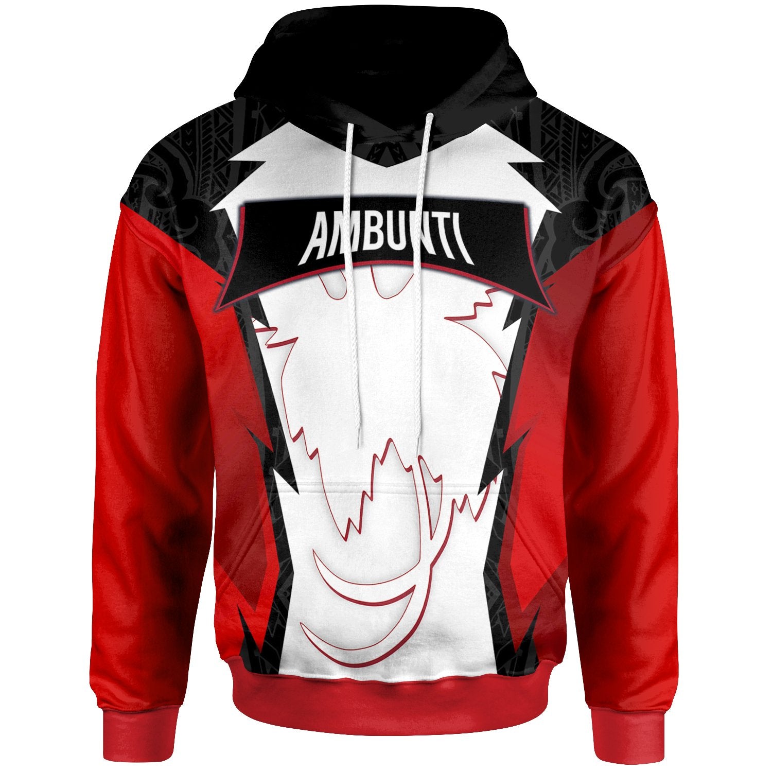 Papua New Guinea Hoodie mbunti PNG Coat ofrms Unisex Red Black - Polynesian Pride