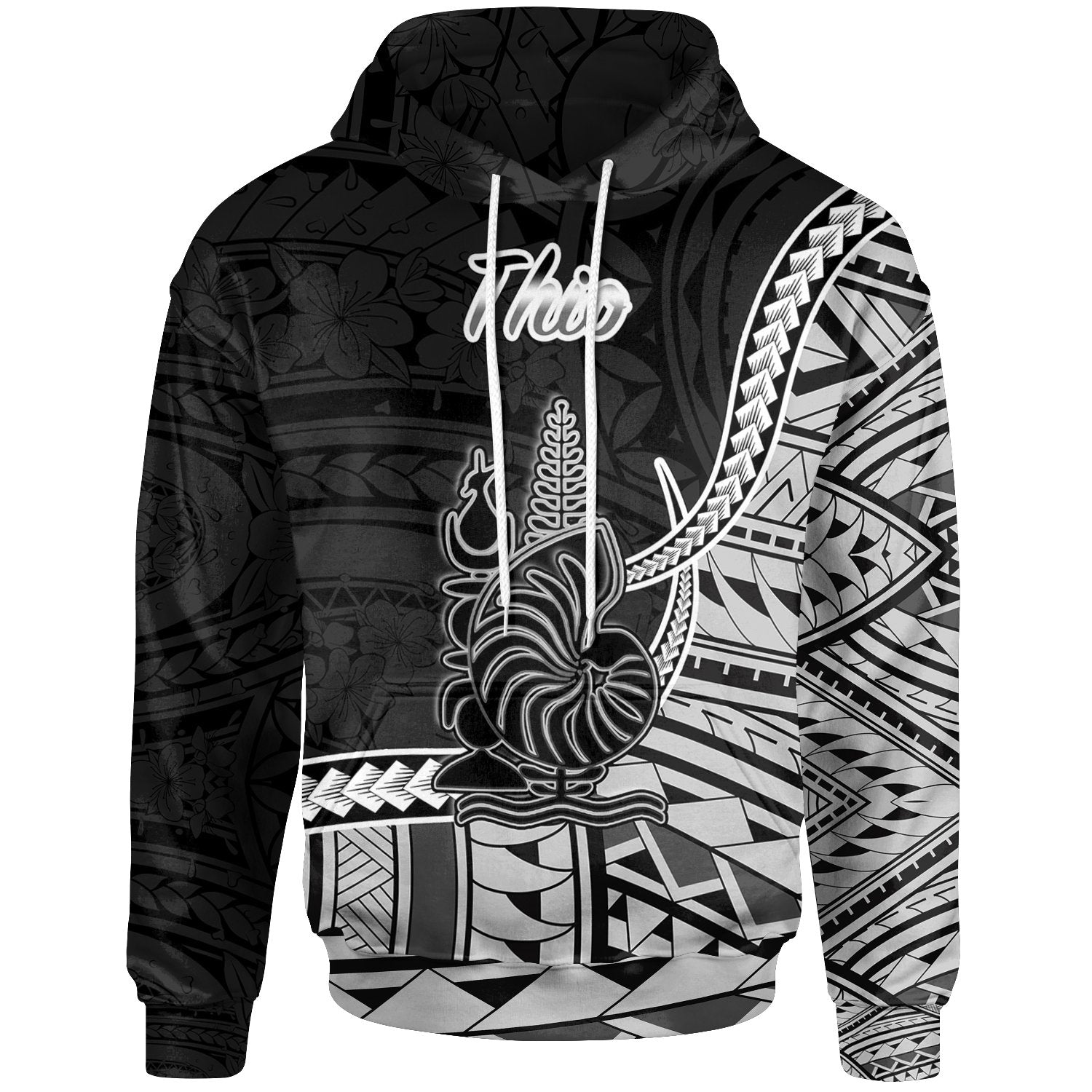 New Caledonia Islands Hoodie Thio Seal of New Caledonia Polynesian Patterns Unisex Black - Polynesian Pride