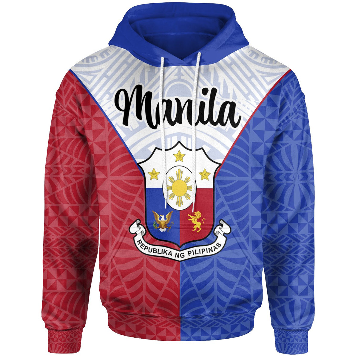 Pilipinas Hoodie Manila Seal of Pilipinas Style Unisex Blue - Red - Polynesian Pride