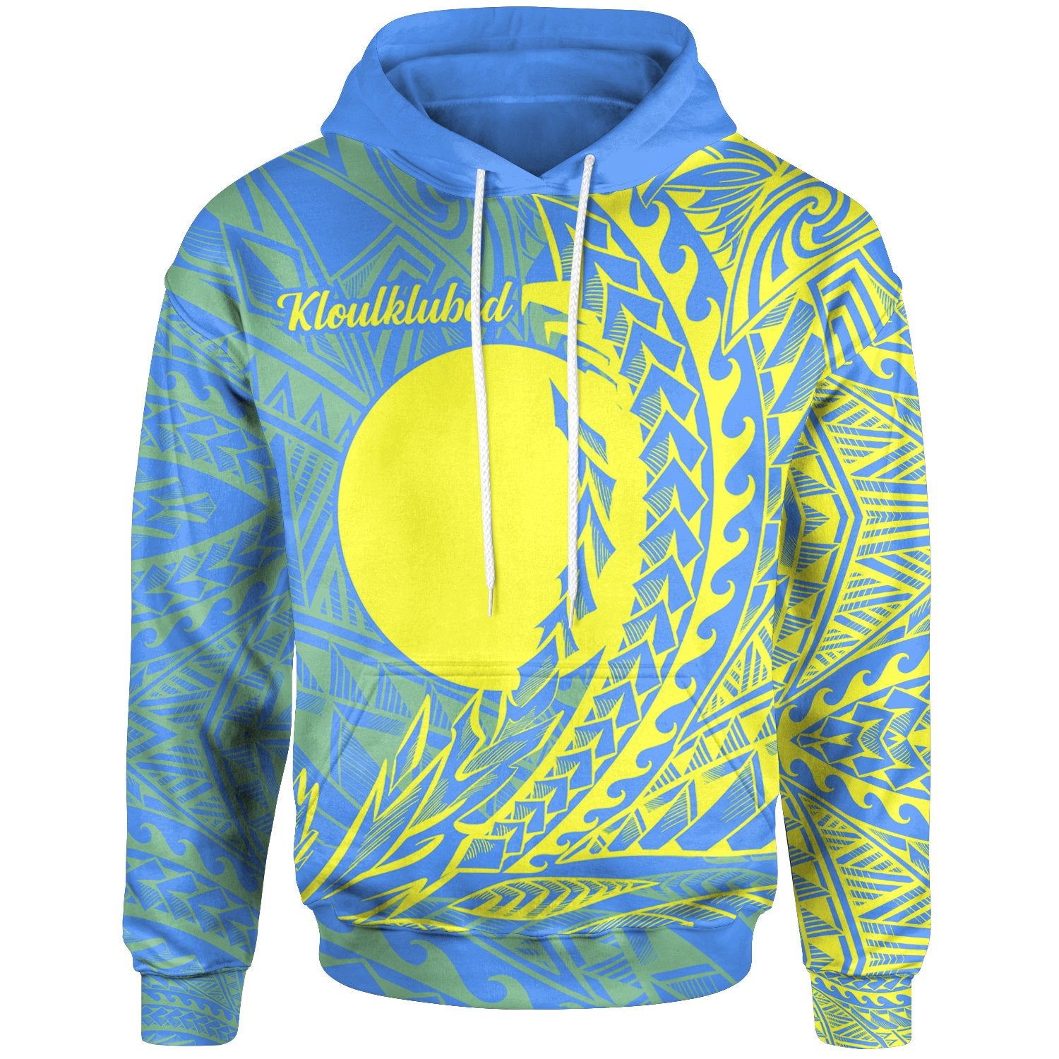 Palau Hoodie Kloulklubed Wings Style Unisex Blue - Polynesian Pride