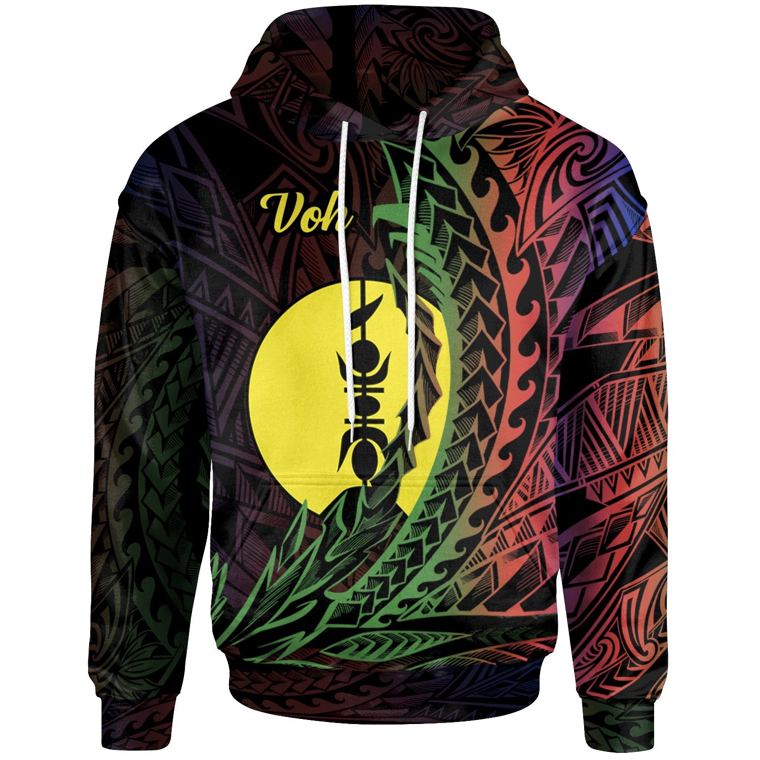 New Caledonia Hoodie Voh Wings Style Flag Color Unisex Black - Polynesian Pride