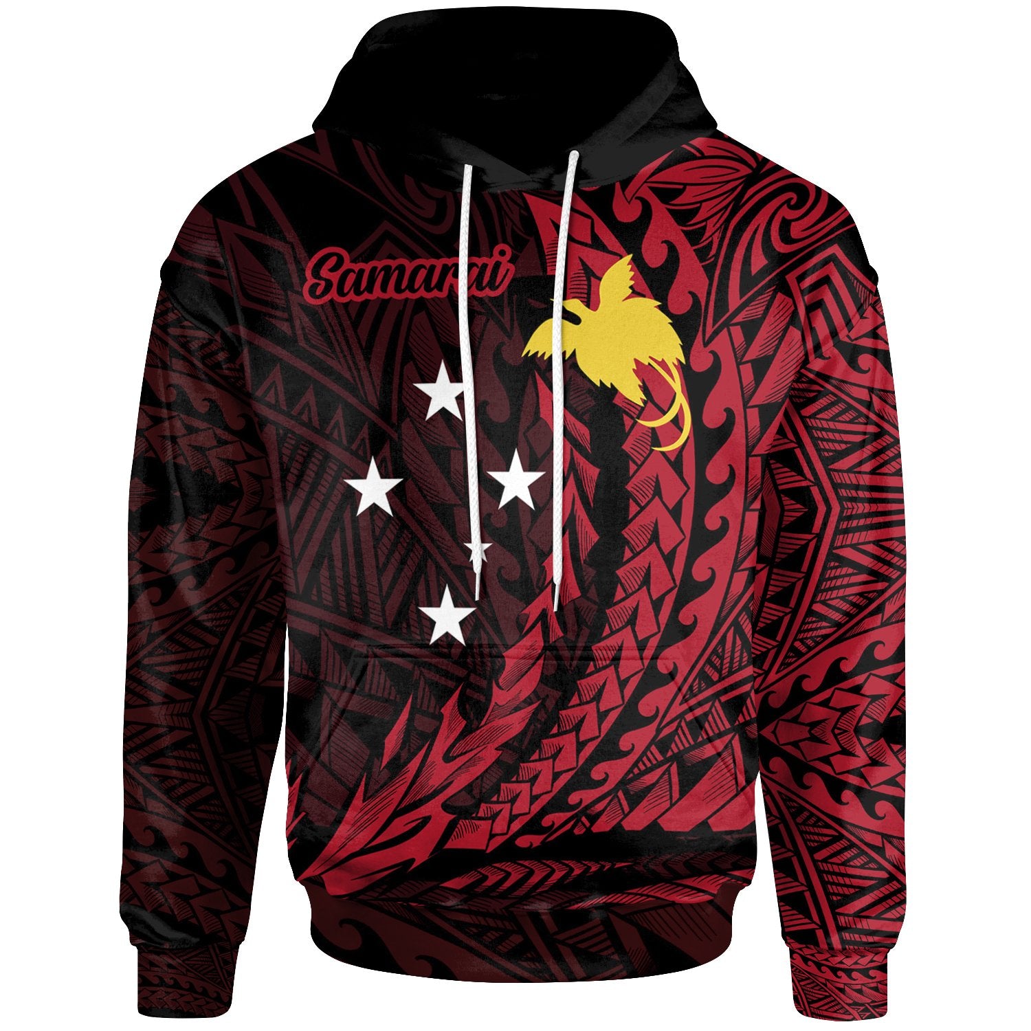 Papua New Guinea Hoodie Samarai Wings Style Unisex Black - Polynesian Pride