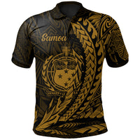 Samoa Polo Shirt Gold Wings Style Unisex Black - Polynesian Pride