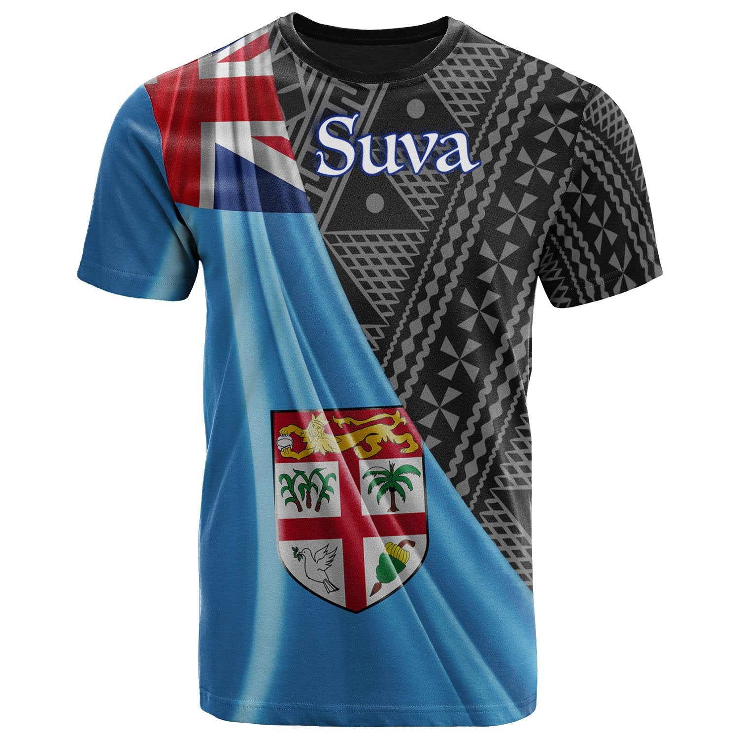 Fiji T Shirt Suva Fiji Day 50th Anniversary With Tapa Patterns Unisex Black - Polynesian Pride