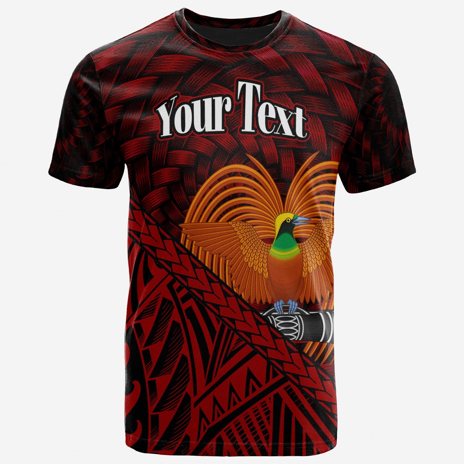 Papua New Guinea T Shirt Custom Polynesian Patterns With Bamboo Unisex Red - Polynesian Pride