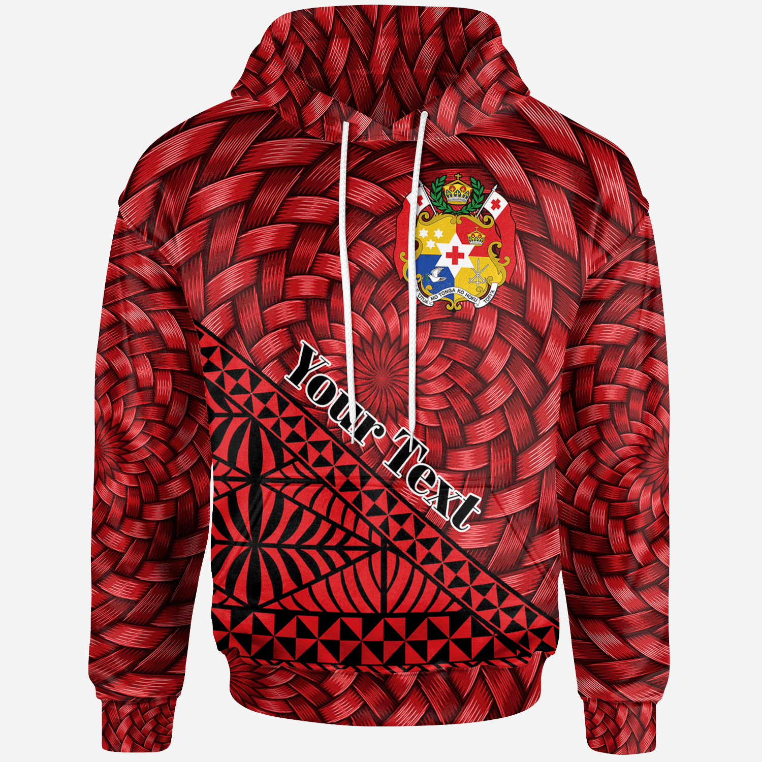 Tonga Hoodie Custom Tapa Patterns With Bamboo Unisex Red - Polynesian Pride