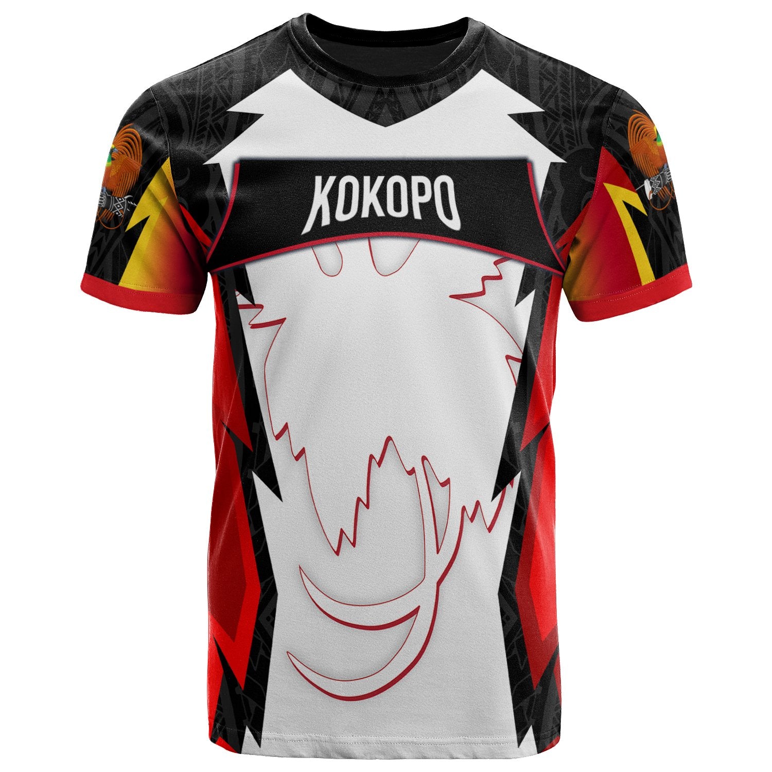 Papua New Guinea T Shirt Kokopo PNG Coat Of Arms Unisex Red Black - Polynesian Pride