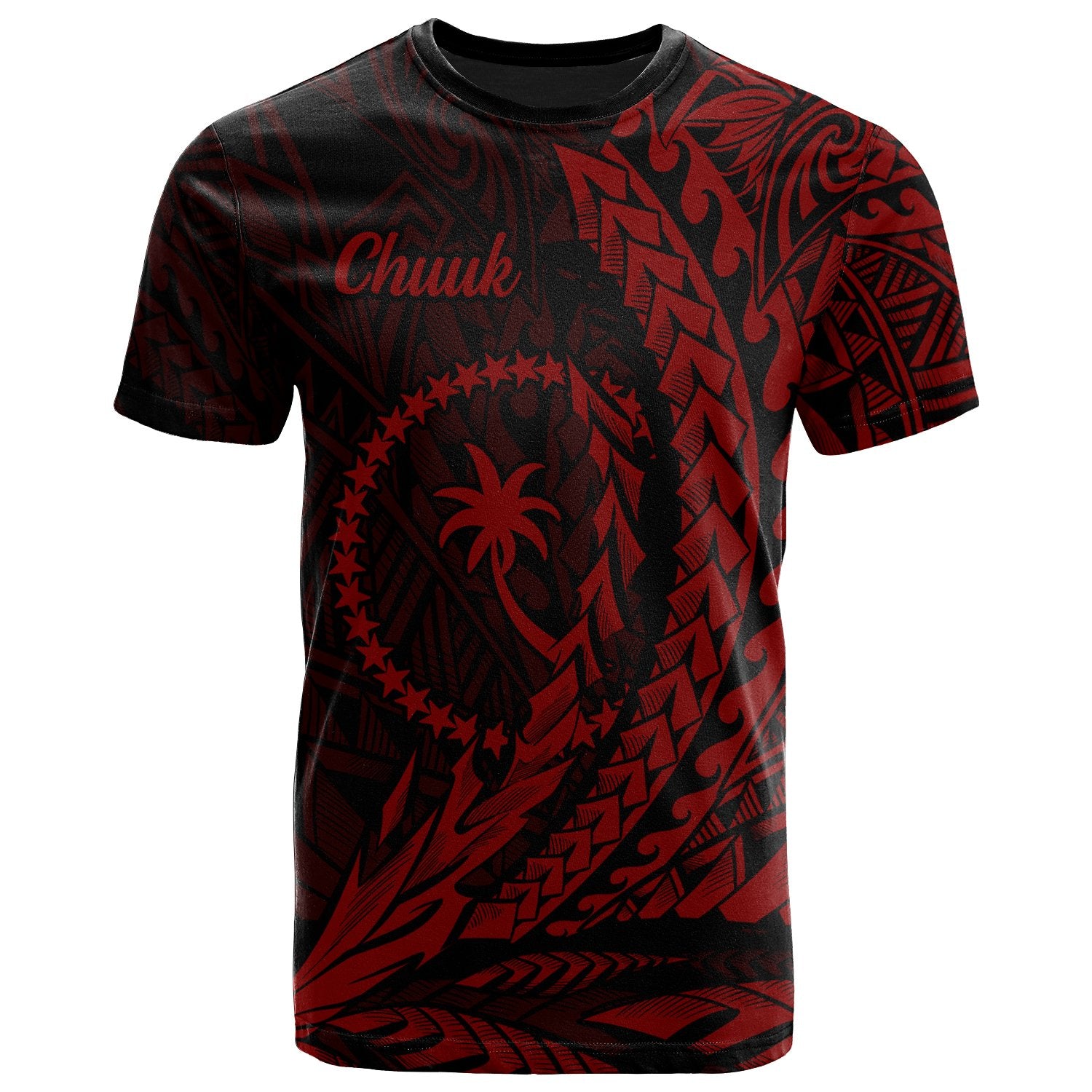 Chuuk State T Shirt Red Wings Style Unisex Black - Polynesian Pride