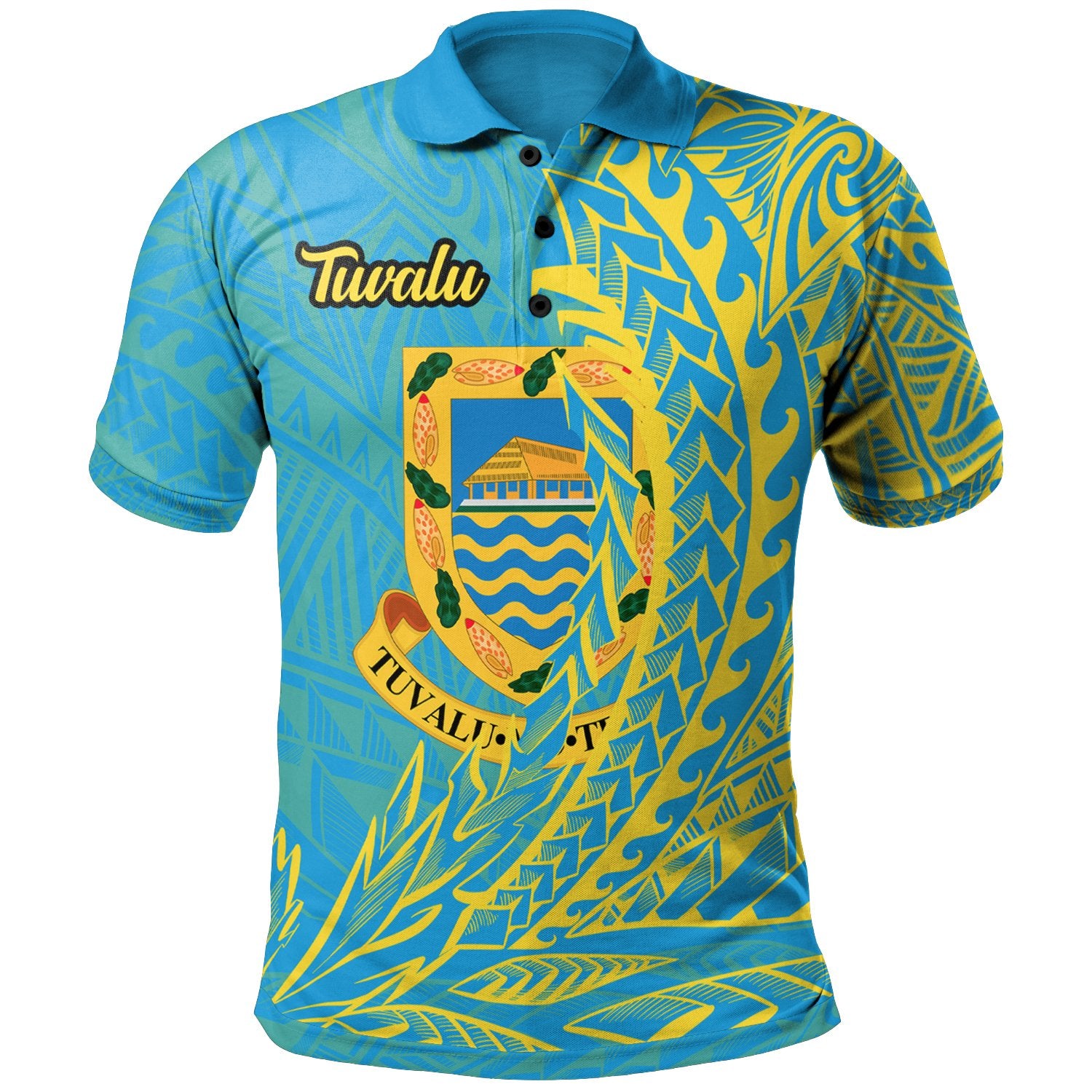 Tuvalu Polo Shirt Wings Style Unisex Blue - Polynesian Pride