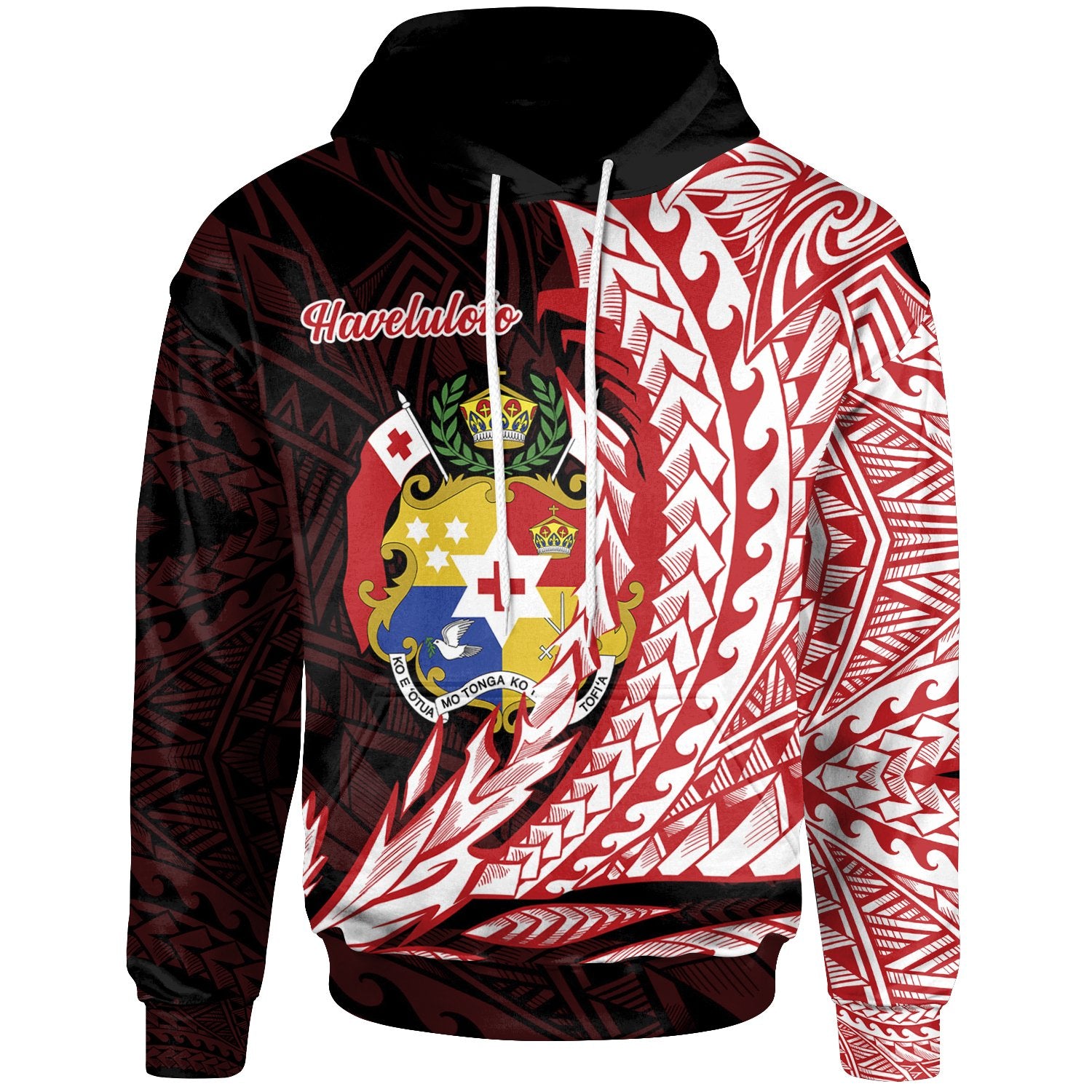 Tonga Hoodie Haveluloto Wings Style Unisex Black - Polynesian Pride