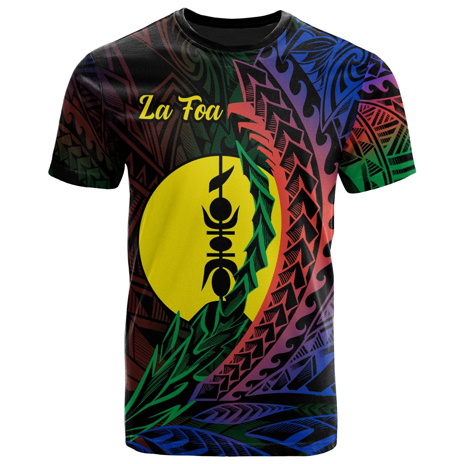New Caledonia T Shirt La Foa Wings Style Flag Color Unisex Black - Polynesian Pride