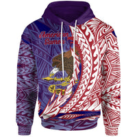 American Samoa Hoodie Wings Style Unisex Blue - Polynesian Pride