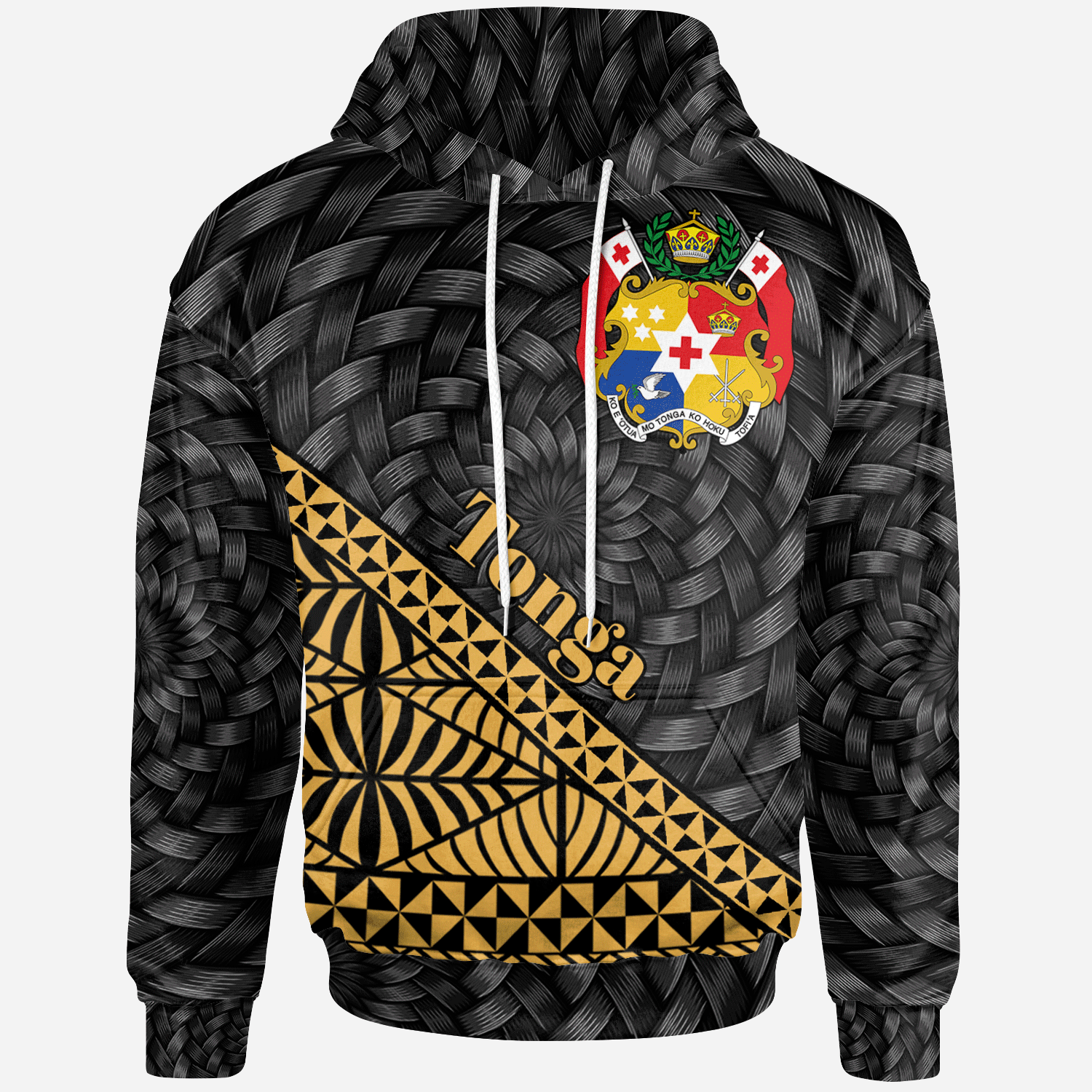 Tonga Hoodie Haveluloto Gold Tapa Patterns With Bamboo Unisex Gold - Polynesian Pride