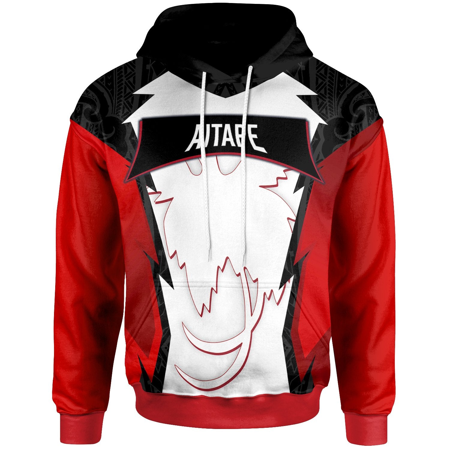 Papua New Guinea Hoodie itape PNG Coat ofrms Unisex Red Black - Polynesian Pride