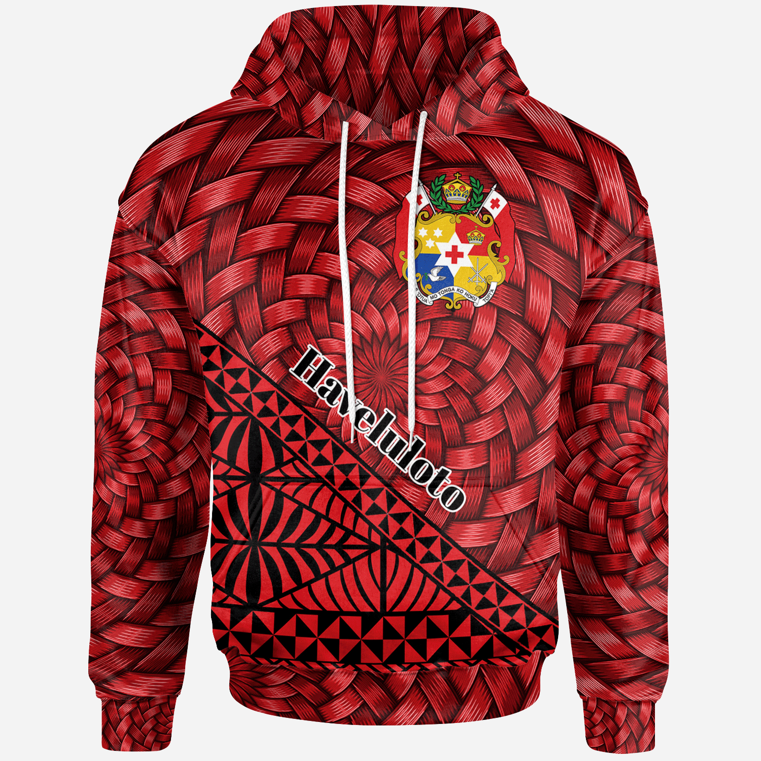 Tonga Hoodie Haveluloto Tapa Patterns With Bamboo Unisex Red - Polynesian Pride