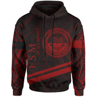 Federated States of Micronesia Hoodie In My Heart Style Red Polynesian Patterns Unisex Black - Polynesian Pride