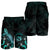 Hawaii Polynesian Men's Shorts - Turtle With Blooming Hibiscus Turquoise - Polynesian Pride