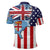 Fiji With America Flag Polo Shirt LT10 - Polynesian Pride