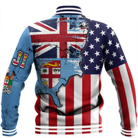 Fiji With America Flag Baseball Jacket LT10 - Polynesian Pride