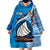 Fiji Fijian Drua Mix Tagimaucia Flower Blue Style Wearable Blanket Hoodie LT14 - Polynesian Pride