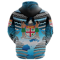Fiji Rugby Zip Hoodie Map Creative Style - Polynesian Pride