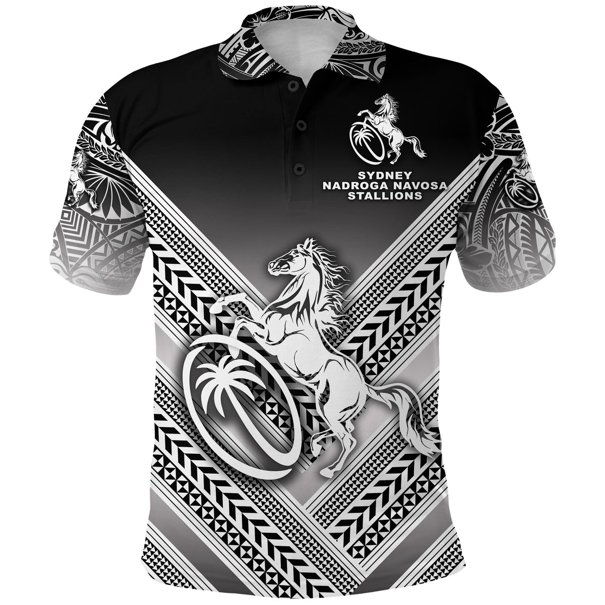 Fiji Rugby Polo Shirt Sydney Nadroga Navosa Stallions Creative Style Gradient Black LT8 - Polynesian Pride