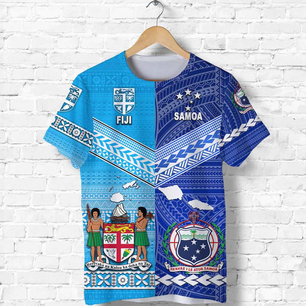 Custom Fiji and Samoa T Shirt Together, Custom Text and Number LT8 - Polynesian Pride