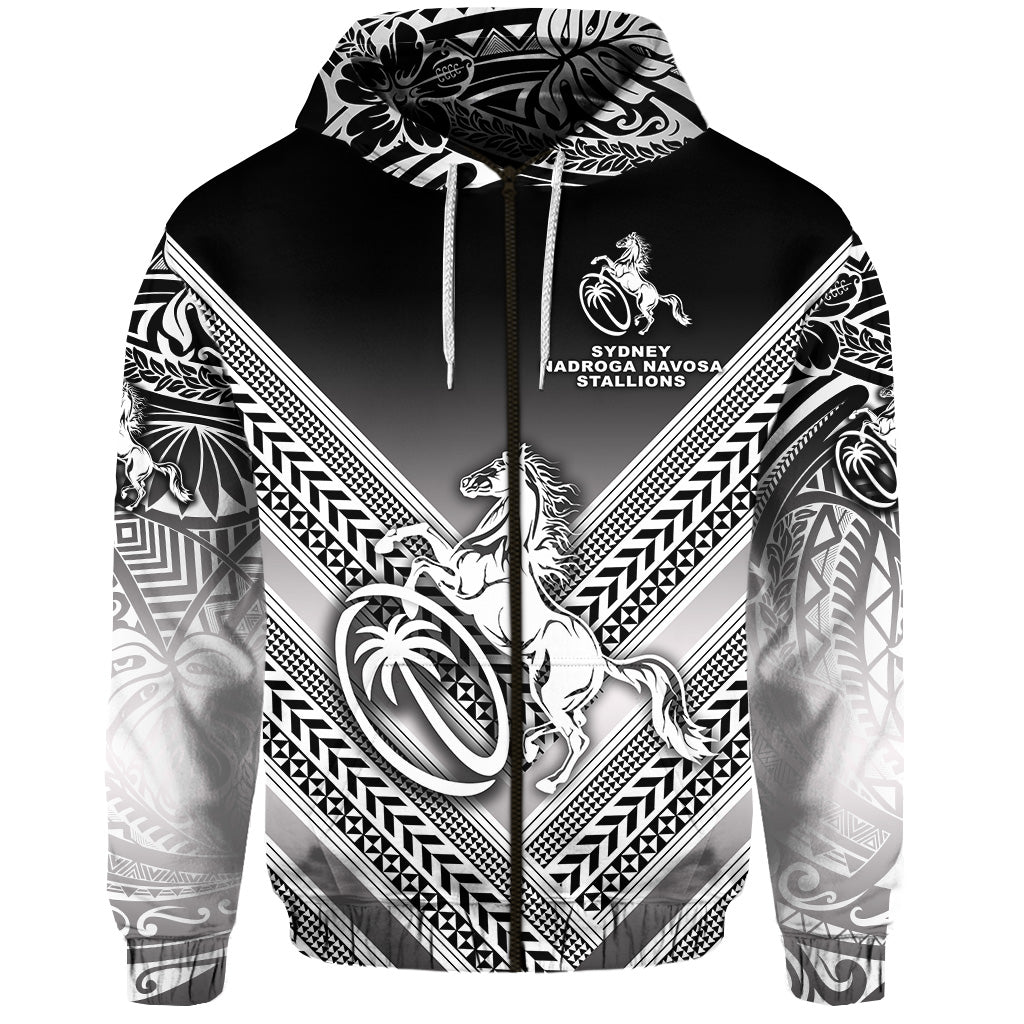 Fiji Rugby Zip Hoodie Sydney Nadroga Navosa Stallions Creative Style Gradient Black LT8 - Polynesian Pride