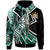 Fiji Zip Hoodie Tribal Flower Special Pattern Green Color Unisex Green - Polynesian Pride