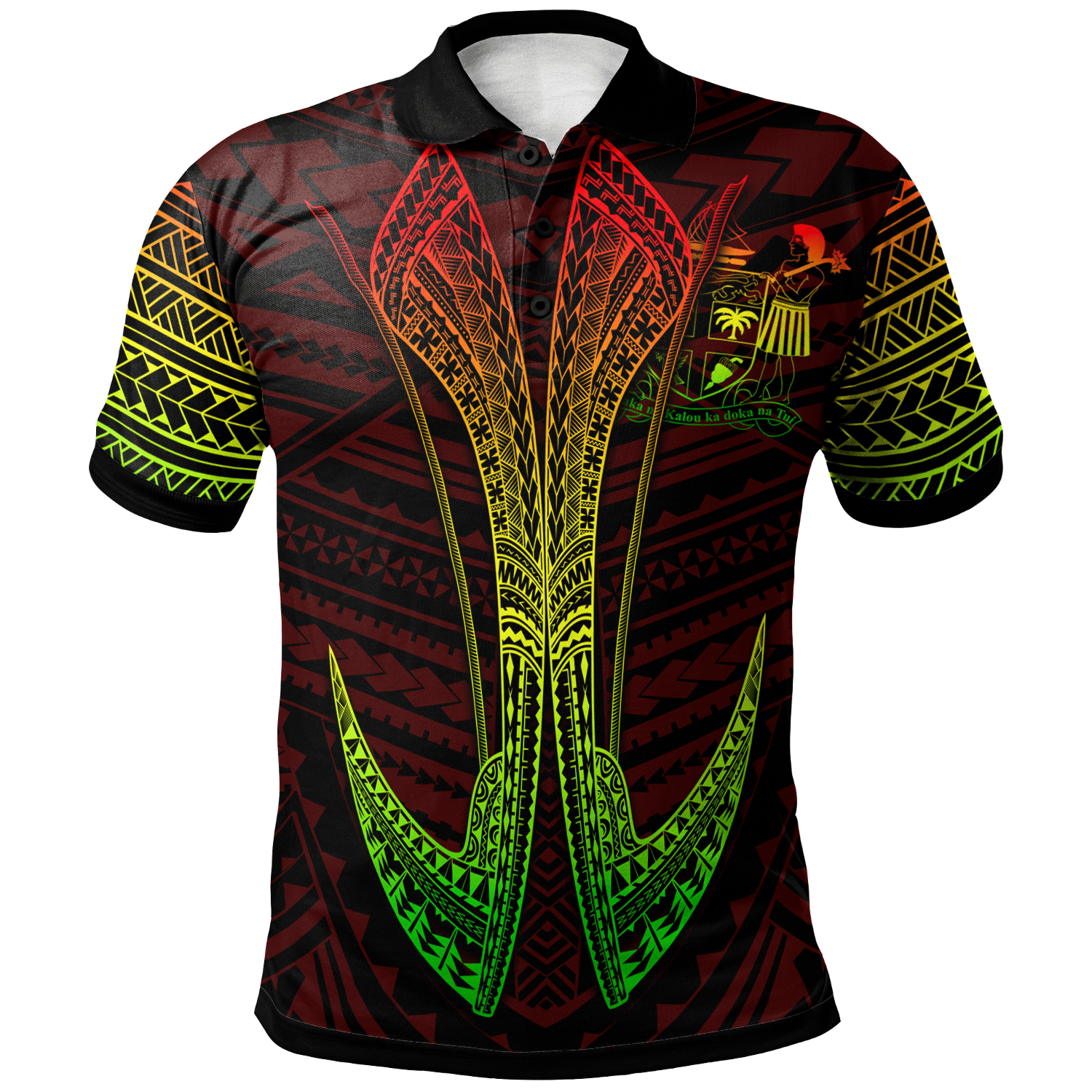 Fiji Custom Polo Shirt Fish Hook Ver2 Unisex Red - Polynesian Pride