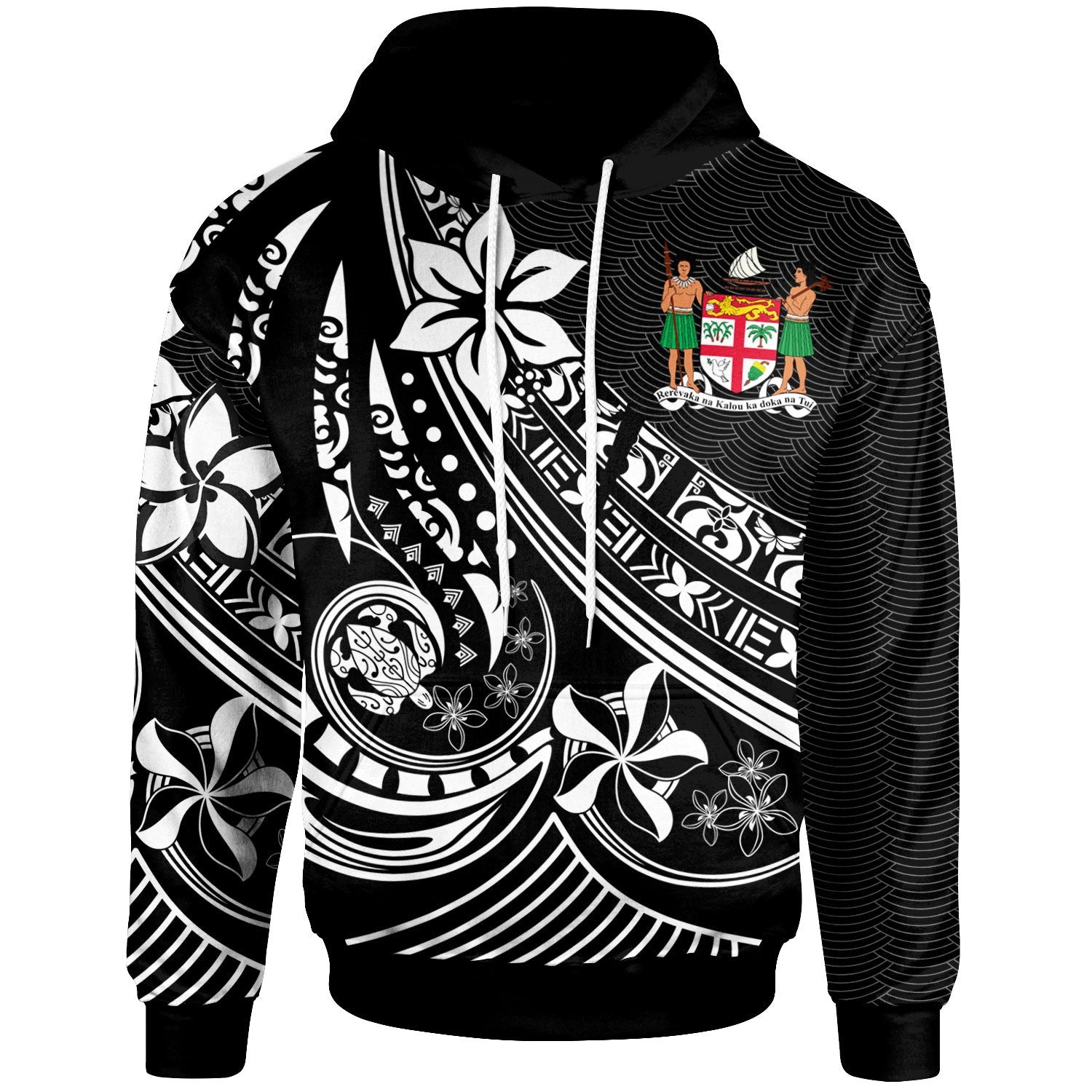 Fiji Hoodie The Flow of The Ocean White Unisex White - Polynesian Pride