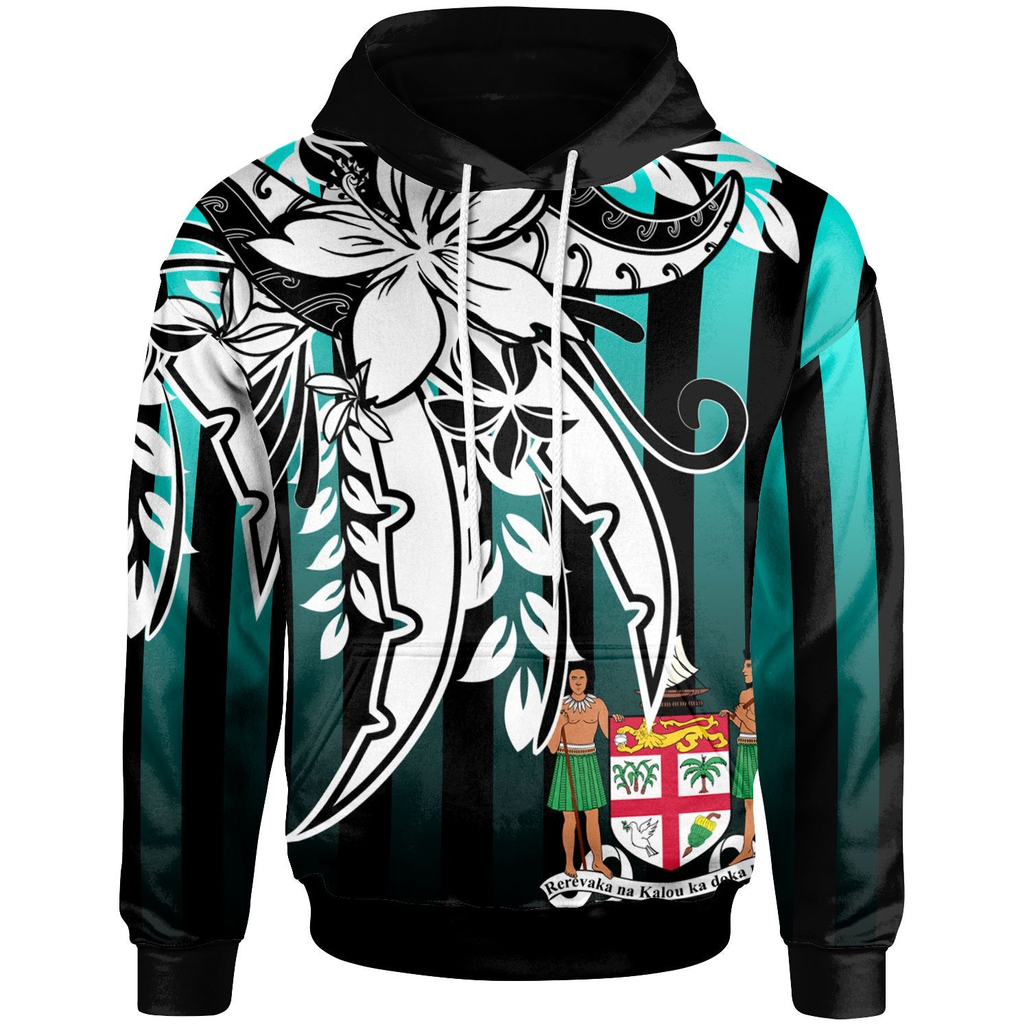 Fiji Hoodie Cyan Vertical Stripes Style Unisex Cyan - Polynesian Pride