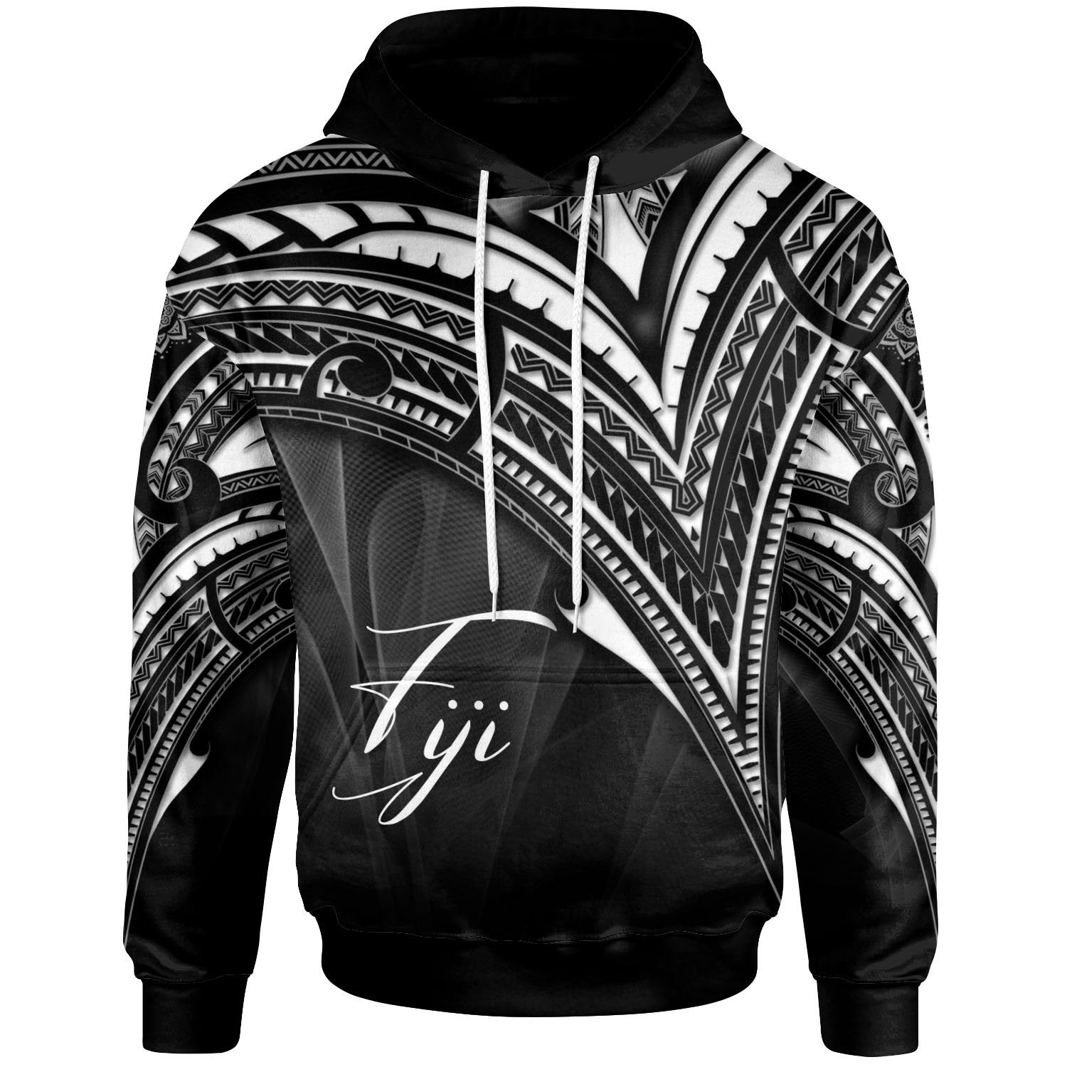 Fiji Hoodie Cross Style Unisex Black - Polynesian Pride