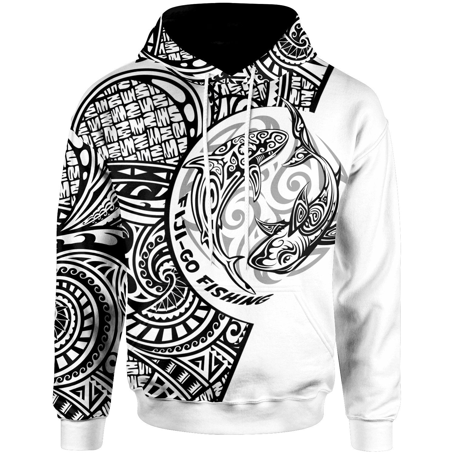 Fiji Zip Hoodie Go Fishing Unisex White - Polynesian Pride