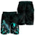 Yap Polynesian Men's Shorts - Turtle With Blooming Hibiscus Turquoise - Polynesian Pride